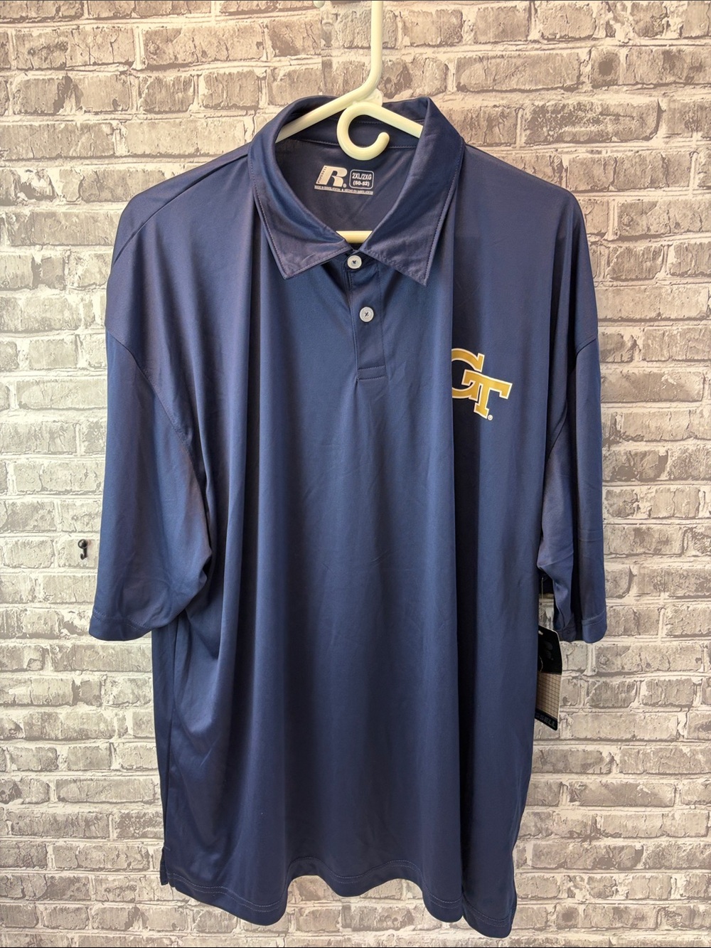 NWT Georgia Tech
Russell Athletic Navy Polo with Yellow GT Logo